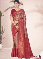 Silk Pink Festival Wear Weaving Saree